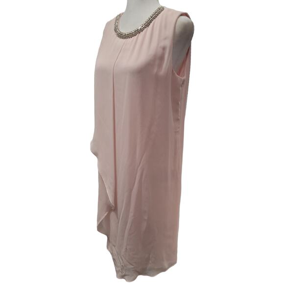 Blush Pink Chain Collar Tiered Dress DB EST 1962 Sz 6 Minimalist Cocktail Party - Picture 4 of 9
